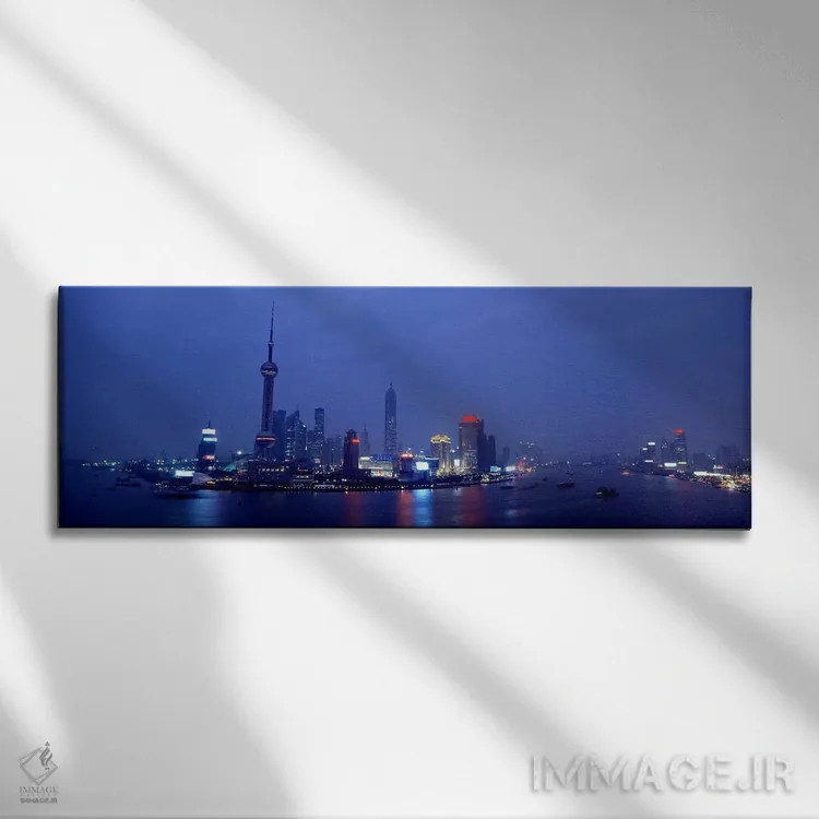 تابلو Lujiazui, Pudong, Shanghai, China,خط آسمان در شامگاه، لوژیاتسوی، پودونگ، شانگهای، چین اثر پانورامیک ایمجز (استودیو عکاسی عریض) - نمای روبهرو روی دیوار