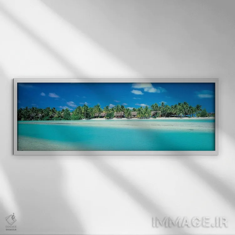 تابلو Aitutaki, Cook Islands,منظرهٔ استوایی، آیتوتاکی، جزایر کوک اثر پانورامیک ایمجز (استودیو عکاسی عریض) - نمای قابدار سفید