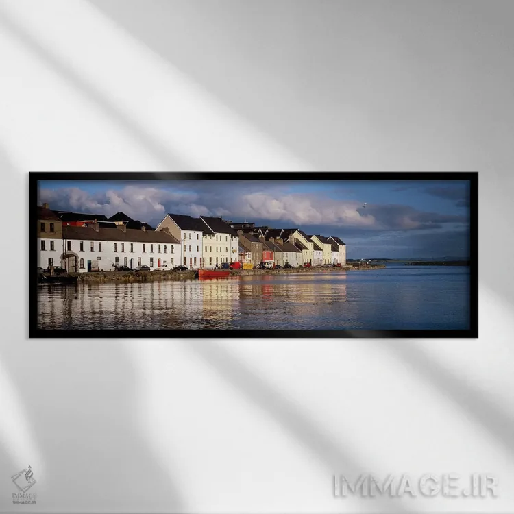تابلو Ballyknow Quay, Galway, County Galway. Connacht Province, Republic Of Ireland,ملک کنار آب، اسکله بالینو، گالوی، شهرستان گالوی، استان کانات، جمهوری ایرلند اثر پانورامیک ایمجز (استودیو عکاسی عریض) - نمای قابدار مشکی