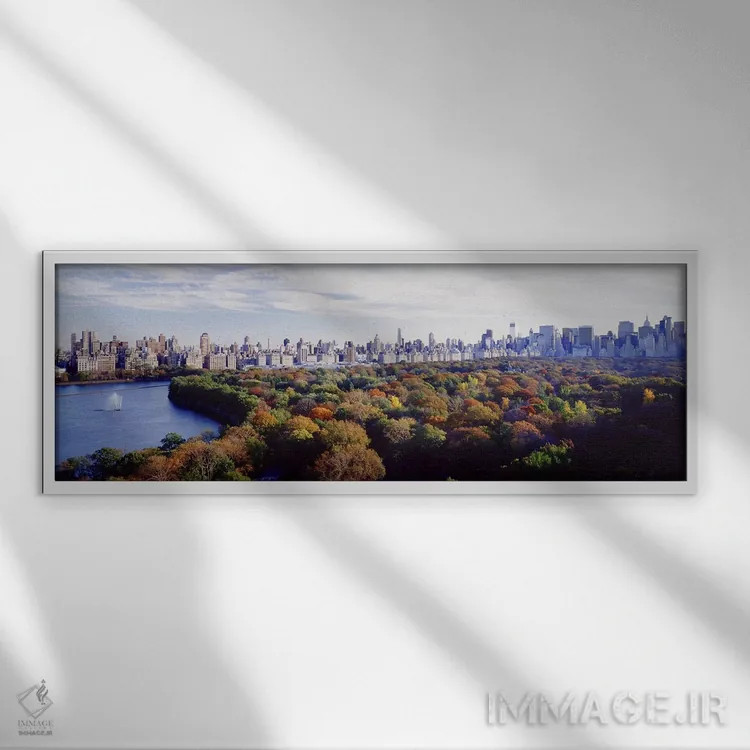 تابلو Manhattan, New York City, New York State, USA,ساختمانهای شهری، سنترالپارک، منهتن، نیویورک، ایالت نیویورک، آمریکا اثر پانورامیک ایمجز (استودیو عکاسی عریض) - نمای قابدار سفید