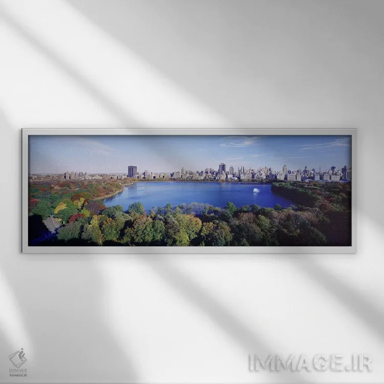 تابلو Manhattan, New York City, New York State, USA,ساختمانهای شهری، سنترالپارک، منهتن، نیویورک، ایالت نیویورک، آمریکا اثر پانورامیک ایمجز (استودیو عکاسی عریض) - نمای قابدار سفید
