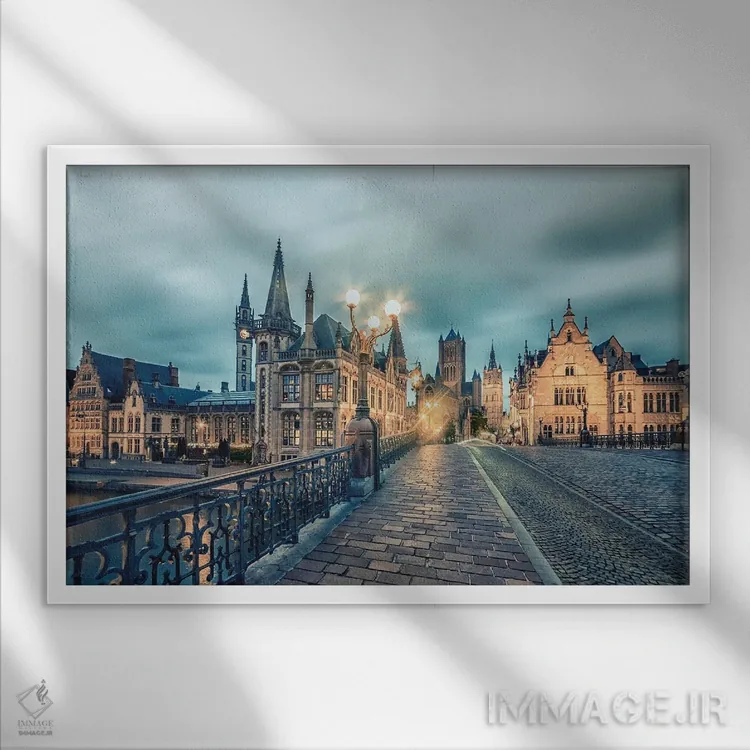 تابلو غروب گنت (بلژیک) اثر مانجیک پیکچرز (استودیو عکاسی یا فیلمسازی) - نمای قابدار سفید