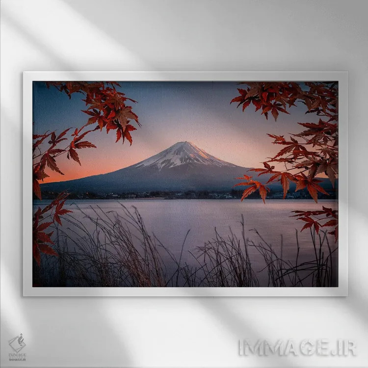 تابلو کوه فوجی در گرگ و میش اثر مانجیک پیکچرز (استودیو عکاسی یا فیلمسازی) - نمای قابدار سفید