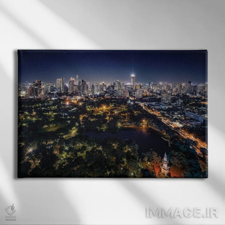 تابلو خط افق بانکوک اثر مانجیک پیکچرز (استودیو عکاسی یا فیلمسازی) - نمای روبهرو روی دیوار