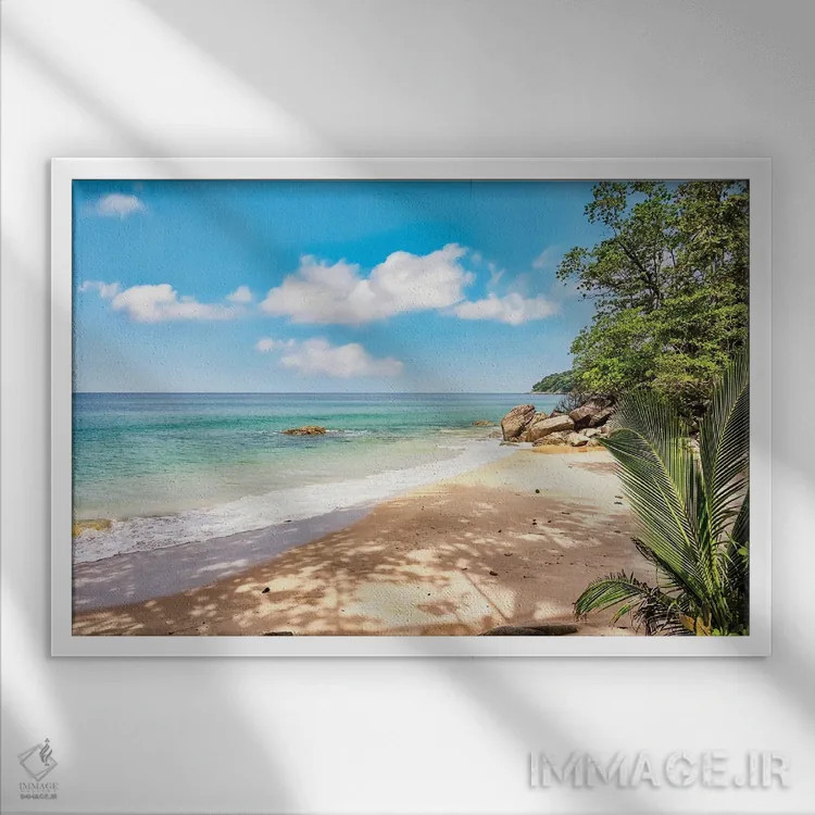 تابلو ساحل تایلند اثر مانجیک پیکچرز (استودیو عکاسی یا فیلمسازی) - نمای قابدار سفید