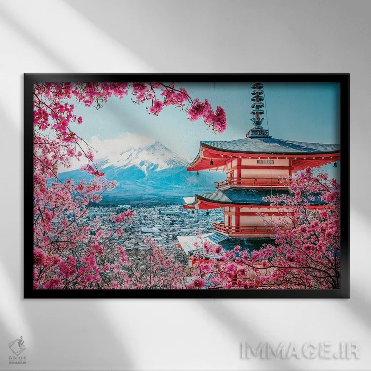 تابلو منظره ژاپنی اثر مانجیک پیکچرز (استودیو عکاسی یا فیلمسازی) - نمای قابدار مشکی
