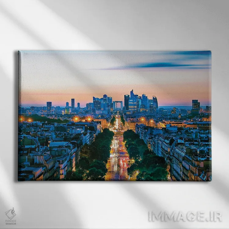 تابلو غرب پاریس در غروب اثر مانجیک پیکچرز (استودیو عکاسی یا فیلمسازی) - نمای روبهرو روی دیوار