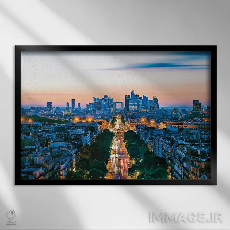 تابلو غرب پاریس در غروب اثر مانجیک پیکچرز (استودیو عکاسی یا فیلمسازی) - نمای قابدار مشکی