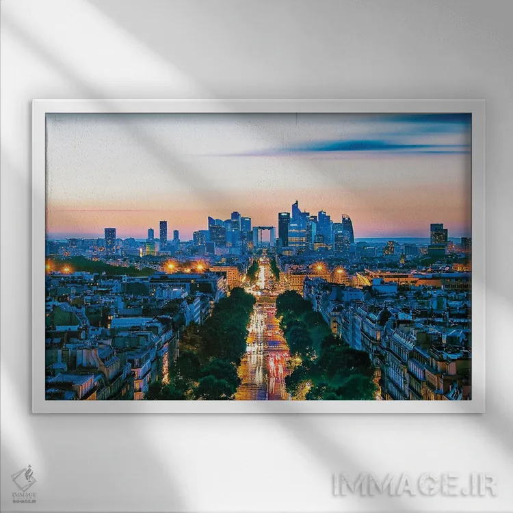 تابلو غرب پاریس در غروب اثر مانجیک پیکچرز (استودیو عکاسی یا فیلمسازی) - نمای قابدار سفید