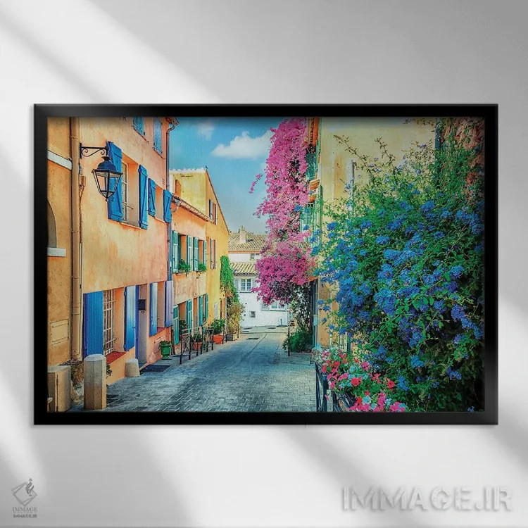 تابلو گلها در سن تروپه اثر مانجیک پیکچرز (استودیو عکاسی یا فیلمسازی) - نمای قابدار مشکی