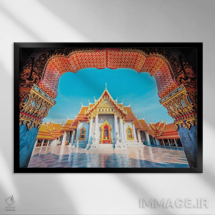 تابلو معبد وات بنچامابوفیت دوسیتوانارام اثر مانجیک پیکچرز (استودیو عکاسی یا فیلمسازی) - نمای قابدار مشکی