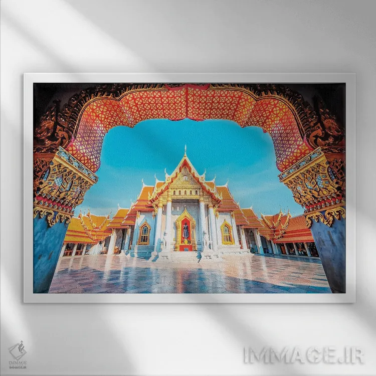 تابلو معبد وات بنچامابوفیت دوسیتوانارام اثر مانجیک پیکچرز (استودیو عکاسی یا فیلمسازی) - نمای قابدار سفید