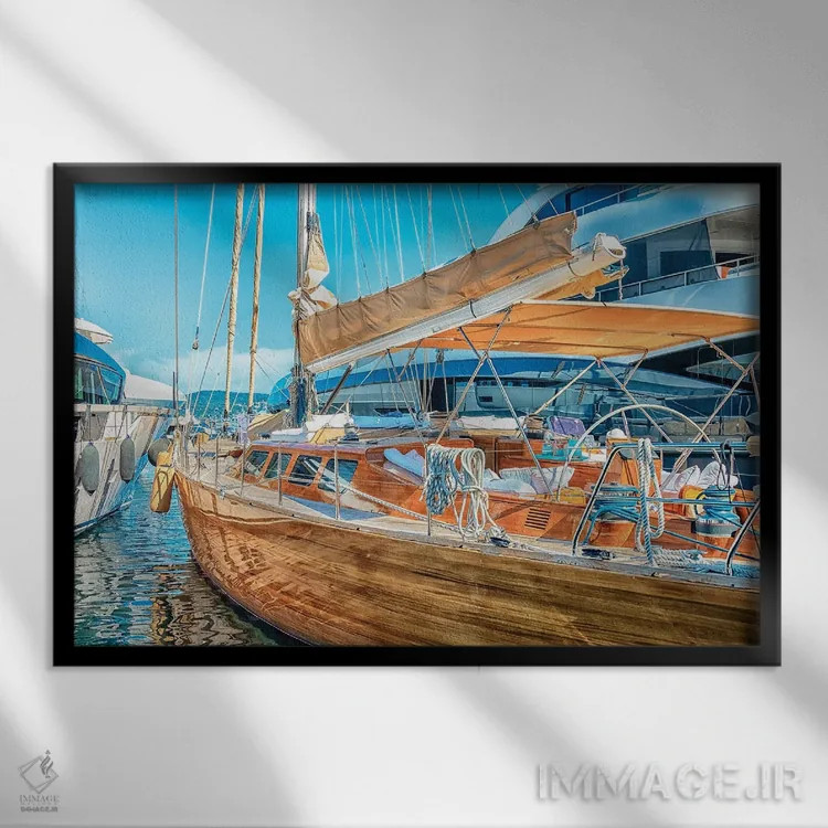 تابلو قایق تفریحی اثر مانجیک پیکچرز (استودیو عکاسی یا فیلمسازی) - نمای قابدار مشکی
