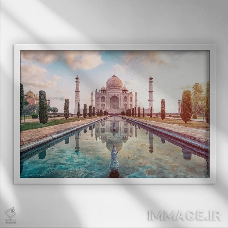 تابلو نور دلنشین بر تاج محل اثر مانجیک پیکچرز (استودیو عکاسی یا فیلمسازی) - نمای قابدار سفید