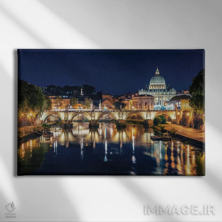 تابلو چراغهای شهر رم اثر مانجیک پیکچرز (استودیو عکاسی یا فیلمسازی) - نمای روبهرو روی دیوار