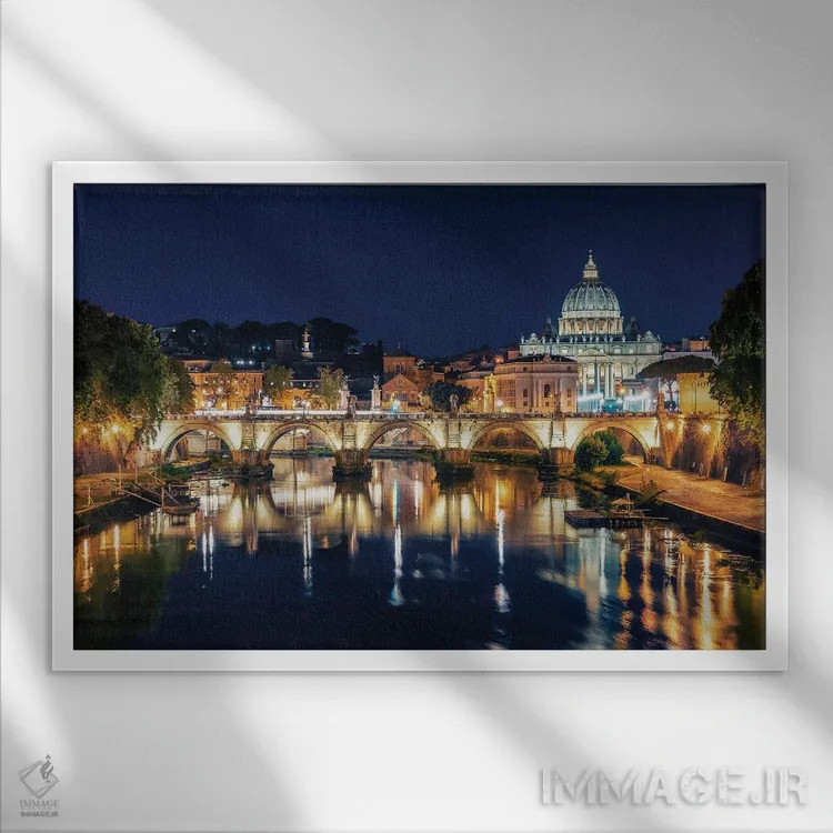 تابلو چراغهای شهر رم اثر مانجیک پیکچرز (استودیو عکاسی یا فیلمسازی) - نمای قابدار سفید