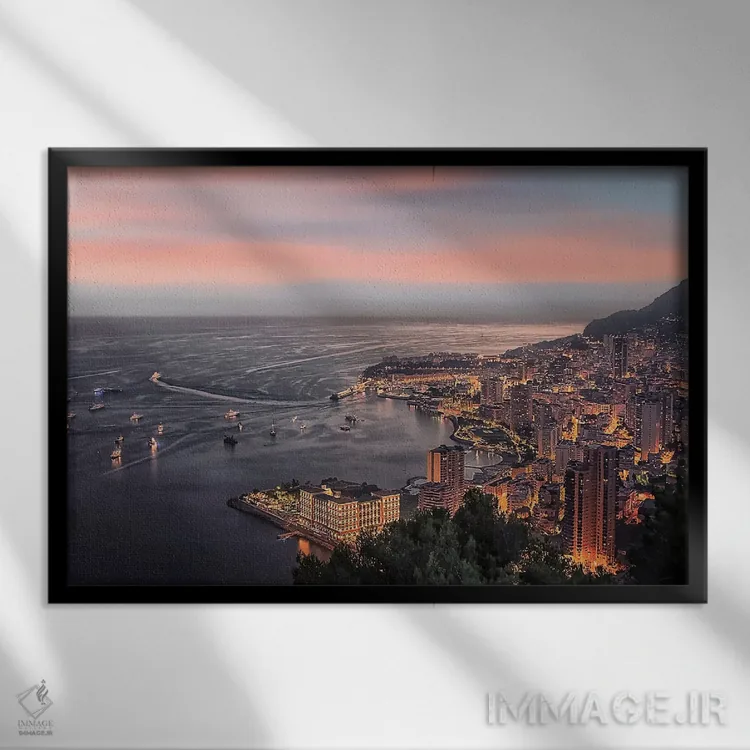 تابلو غروب موناکو اثر مانجیک پیکچرز (استودیو عکاسی یا فیلمسازی) - نمای قابدار مشکی