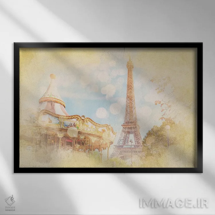 تابلو آبرنگ پاریس اثر مانجیک پیکچرز (استودیو عکاسی یا فیلمسازی) - نمای قابدار مشکی