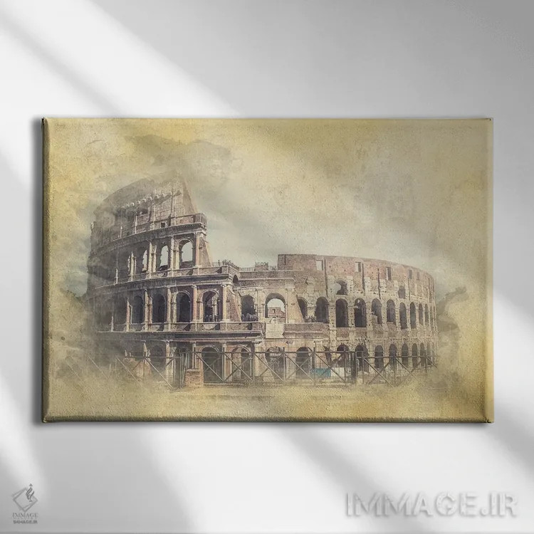 تابلو آبرنگ کولوسئوم (آمفیتئاتر رم) اثر مانجیک پیکچرز (استودیو عکاسی یا فیلمسازی) - نمای روبهرو روی دیوار