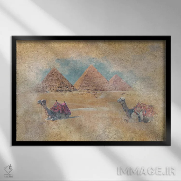 تابلو آبرنگ اهرام جیزه اثر مانجیک پیکچرز (استودیو عکاسی یا فیلمسازی) - نمای قابدار مشکی