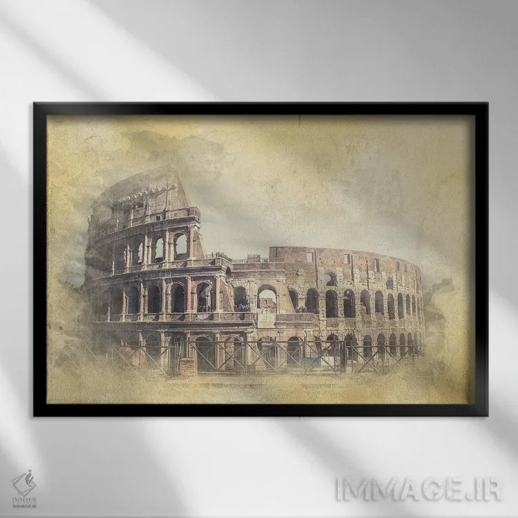 تابلو آبرنگ کولوسئوم (آمفیتئاتر رم) اثر مانجیک پیکچرز (استودیو عکاسی یا فیلمسازی) - نمای قابدار مشکی