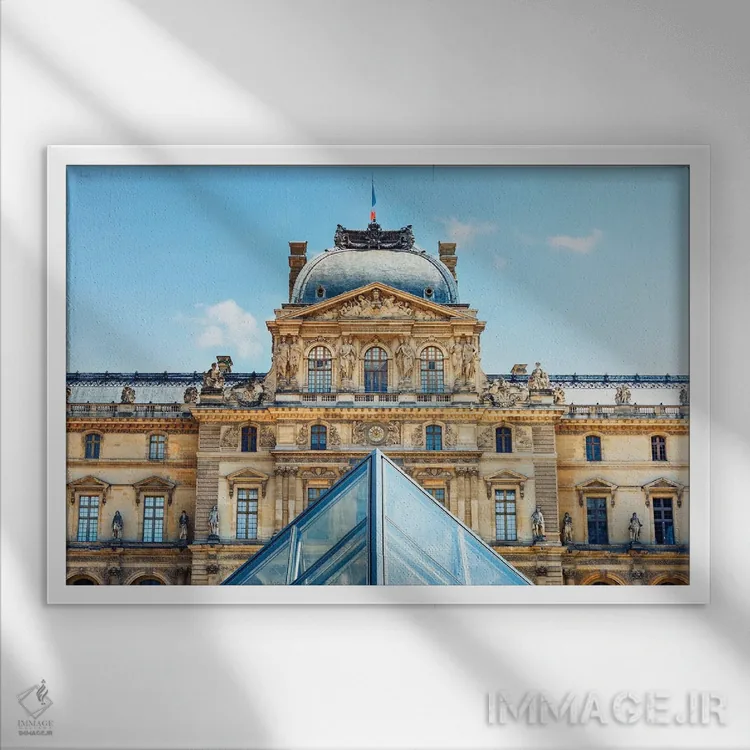 تابلو معماری لوور (موزه لوور پاریس) اثر مانجیک پیکچرز (استودیو عکاسی یا فیلمسازی) - نمای قابدار سفید
