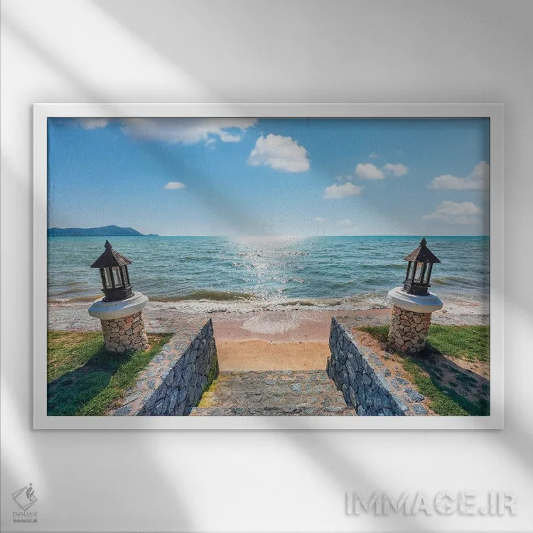 تابلو ساحل در تایلند اثر مانجیک پیکچرز (استودیو عکاسی یا فیلمسازی) - نمای قابدار سفید