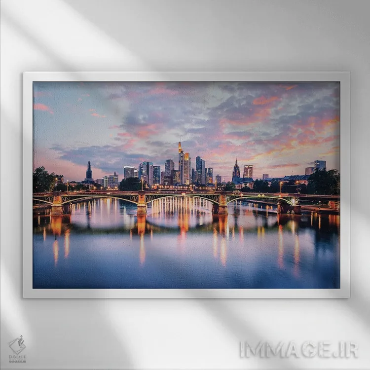 تابلو غروب در فرانکفورت اثر مانجیک پیکچرز (استودیو عکاسی یا فیلمسازی) - نمای قابدار سفید