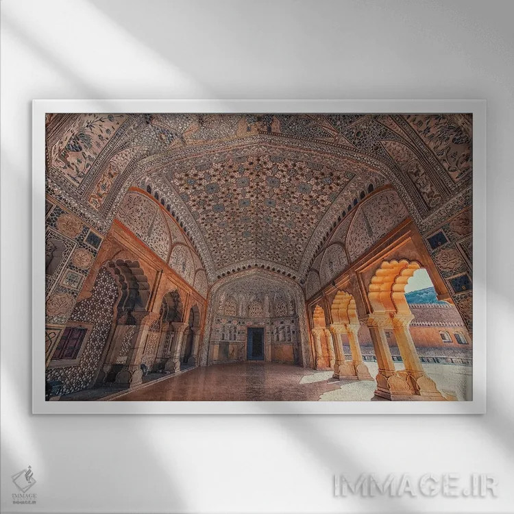 تابلو معماری قلعه امبر (هند) اثر مانجیک پیکچرز (استودیو عکاسی یا فیلمسازی) - نمای قابدار سفید