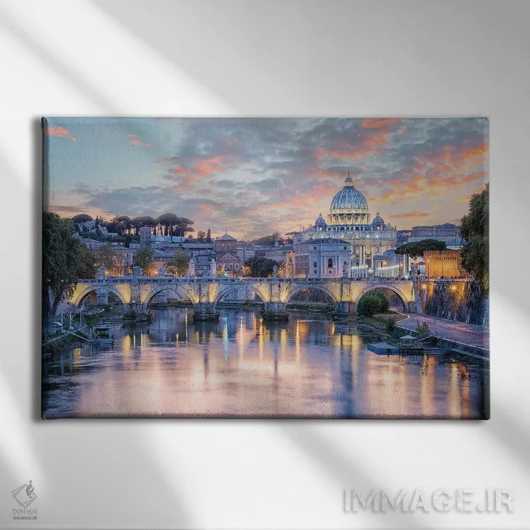 تابلو غروب رم (ایتالیایی) اثر مانجیک پیکچرز (استودیو عکاسی یا فیلمسازی) - نمای روبهرو روی دیوار