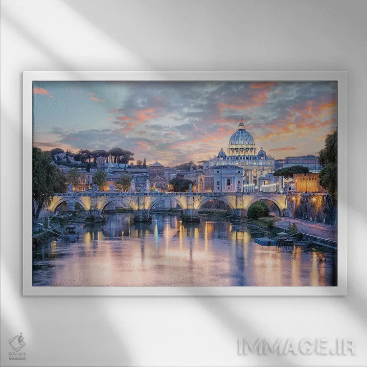 تابلو غروب رم (ایتالیایی) اثر مانجیک پیکچرز (استودیو عکاسی یا فیلمسازی) - نمای قابدار سفید