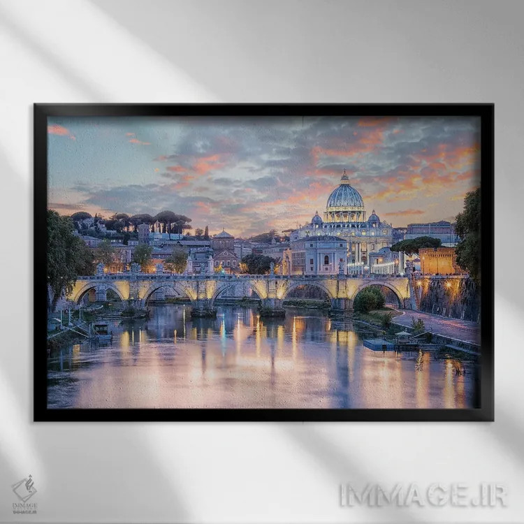 تابلو غروب رم (ایتالیایی) اثر مانجیک پیکچرز (استودیو عکاسی یا فیلمسازی) - نمای قابدار مشکی