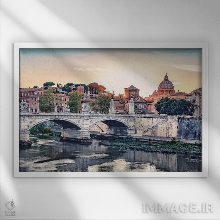 تابلو غروب در رم اثر مانجیک پیکچرز (استودیو عکاسی یا فیلمسازی) - نمای قابدار سفید