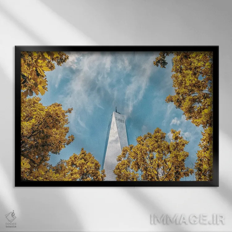 تابلو مرکز تجارت جهانی یک (نیویورک) اثر مانجیک پیکچرز (استودیو عکاسی یا فیلمسازی) - نمای قابدار مشکی