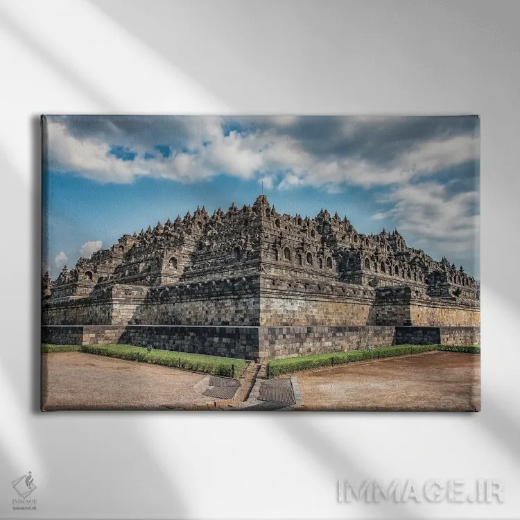 تابلو گوشهای از بوروبودور (معبد بودایی اندونزی) اثر مانجیک پیکچرز (استودیو عکاسی یا فیلمسازی) - نمای روبهرو روی دیوار