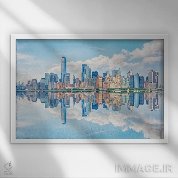 تابلو انعکاس شهر نیویورک اثر مانجیک پیکچرز (استودیو عکاسی یا فیلمسازی) - نمای قابدار سفید