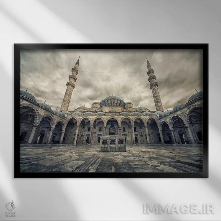 تابلو مسجد سلیمانیه (استانبول) اثر مانجیک پیکچرز (استودیو عکاسی یا فیلمسازی) - نمای قابدار مشکی