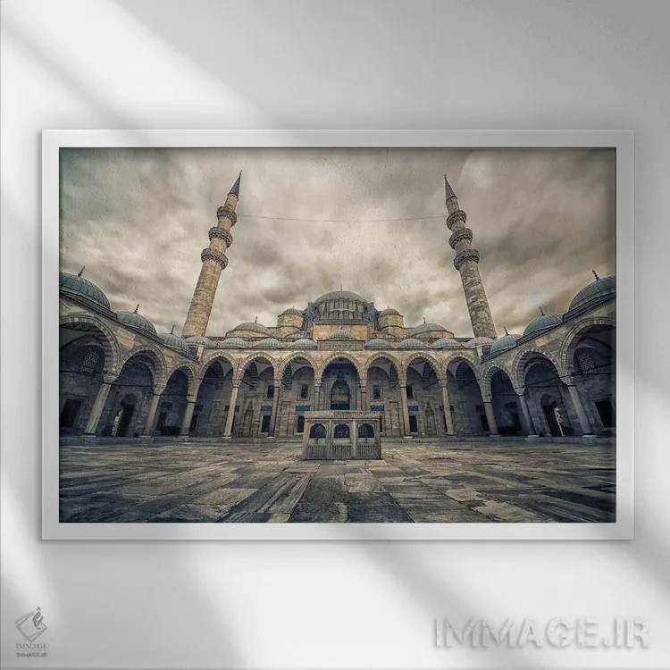 تابلو مسجد سلیمانیه (استانبول) اثر مانجیک پیکچرز (استودیو عکاسی یا فیلمسازی) - نمای قابدار سفید