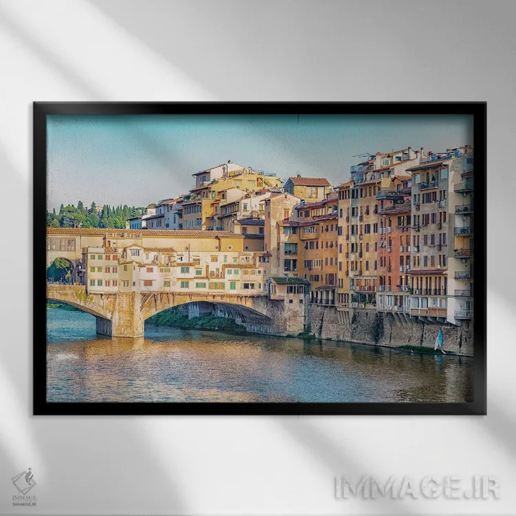 تابلو پل پونته وکیو (فلورانس) اثر مانجیک پیکچرز (استودیو عکاسی یا فیلمسازی) - نمای قابدار مشکی