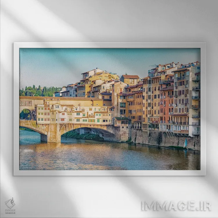 تابلو پل پونته وکیو (فلورانس) اثر مانجیک پیکچرز (استودیو عکاسی یا فیلمسازی) - نمای قابدار سفید