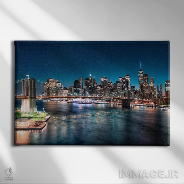 تابلو منهتن شرقی در شب اثر مانجیک پیکچرز (استودیو عکاسی یا فیلمسازی) - نمای روبهرو روی دیوار