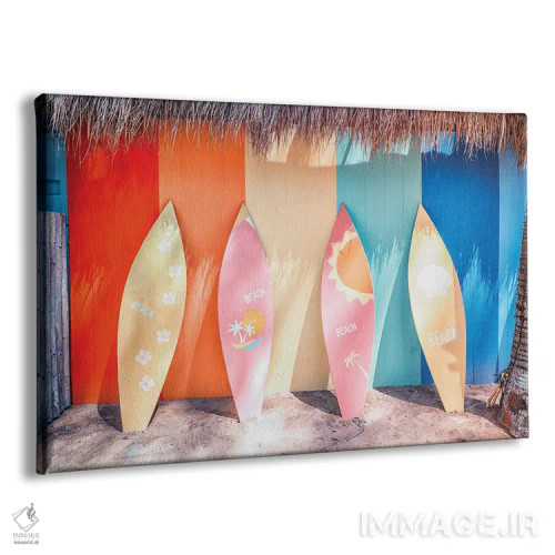 تابلو تخته موجسواریها در ساحل اثر مانجیک پیکچرز (استودیو عکاسی یا فیلمسازی) - نمای پرسپکتیو محصول
