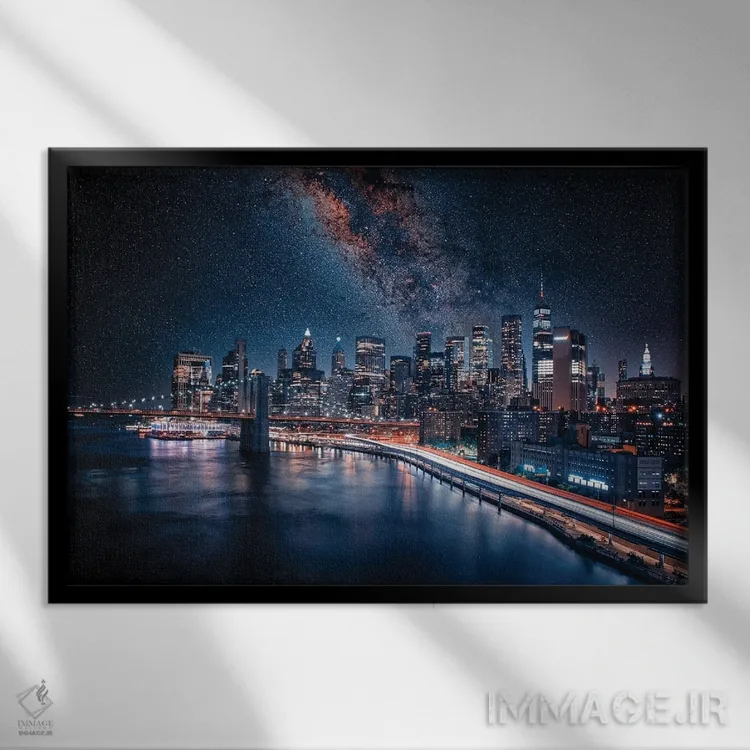 تابلو شهر بیخواب (نیویورک) اثر مانجیک پیکچرز (استودیو عکاسی یا فیلمسازی) - نمای قابدار مشکی