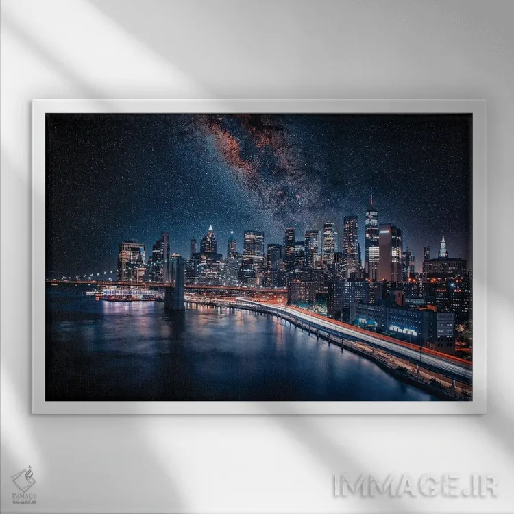 تابلو شهر بیخواب (نیویورک) اثر مانجیک پیکچرز (استودیو عکاسی یا فیلمسازی) - نمای قابدار سفید