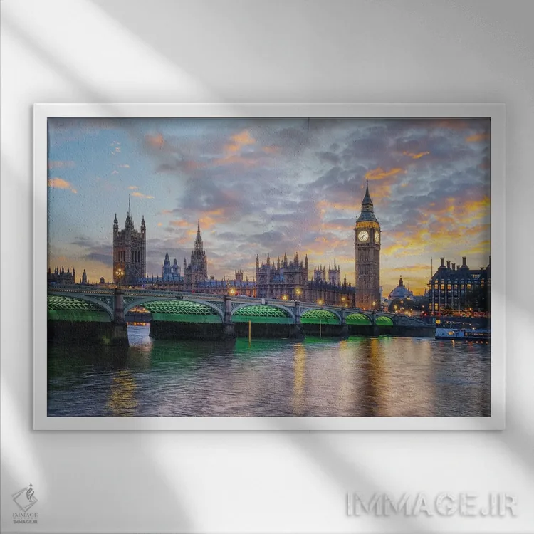 تابلو کاخ وستمینستر (لندن) اثر مانجیک پیکچرز (استودیو عکاسی یا فیلمسازی) - نمای قابدار سفید