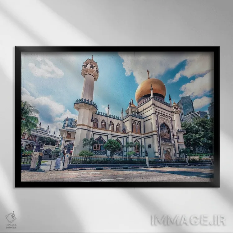 تابلو مسجد سلطان در سنگاپور اثر مانجیک پیکچرز (استودیو عکاسی یا فیلمسازی) - نمای قابدار مشکی