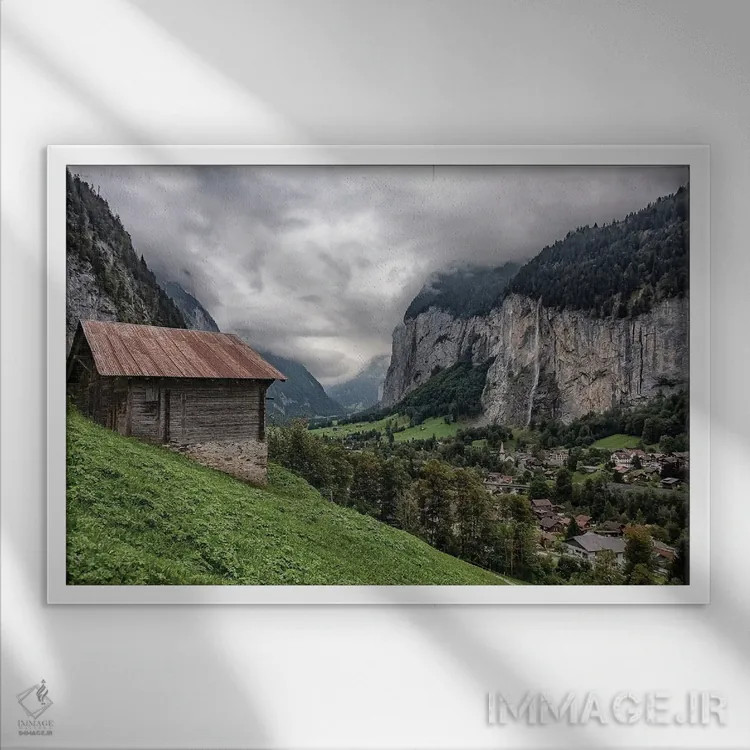 تابلو روستای لاوتربرونن (سوئیس) اثر مانجیک پیکچرز (استودیو عکاسی یا فیلمسازی) - نمای قابدار سفید