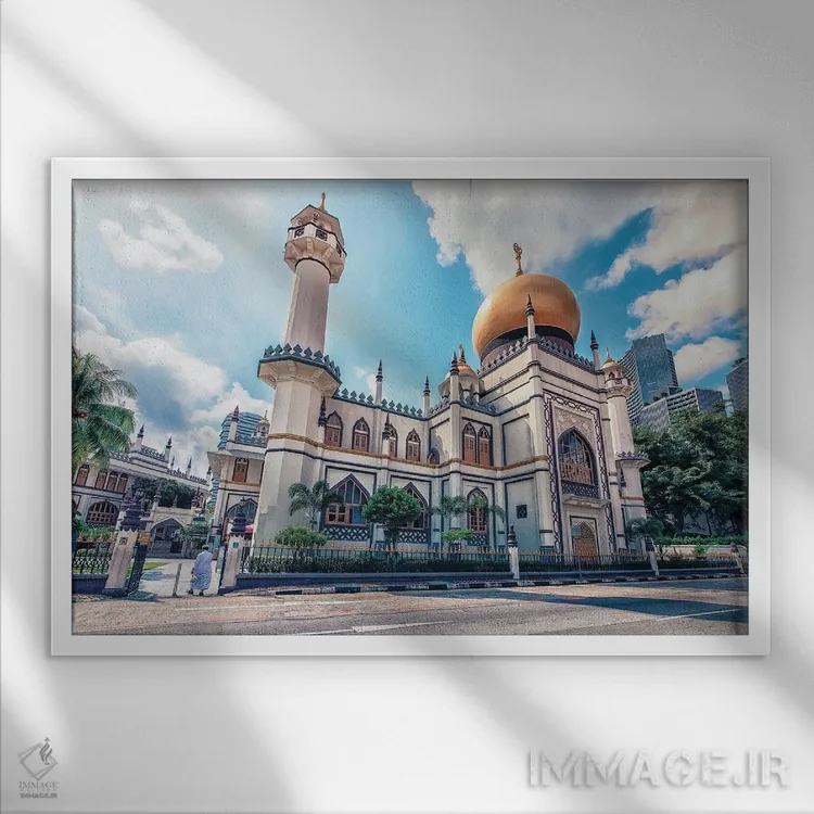 تابلو مسجد سلطان در سنگاپور اثر مانجیک پیکچرز (استودیو عکاسی یا فیلمسازی) - نمای قابدار سفید