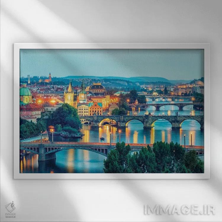 تابلو پراگ (پایتخت جمهوری چک) اثر مانجیک پیکچرز (استودیو عکاسی یا فیلمسازی) - نمای قابدار سفید