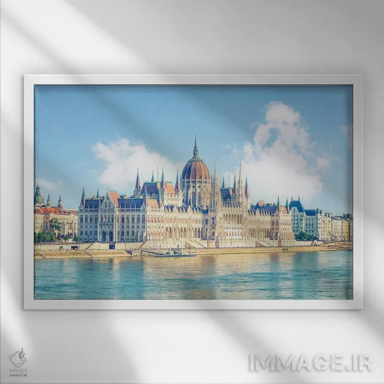 تابلو ساختمان پارلمان مجارستان اثر مانجیک پیکچرز (استودیو عکاسی یا فیلمسازی) - نمای قابدار سفید